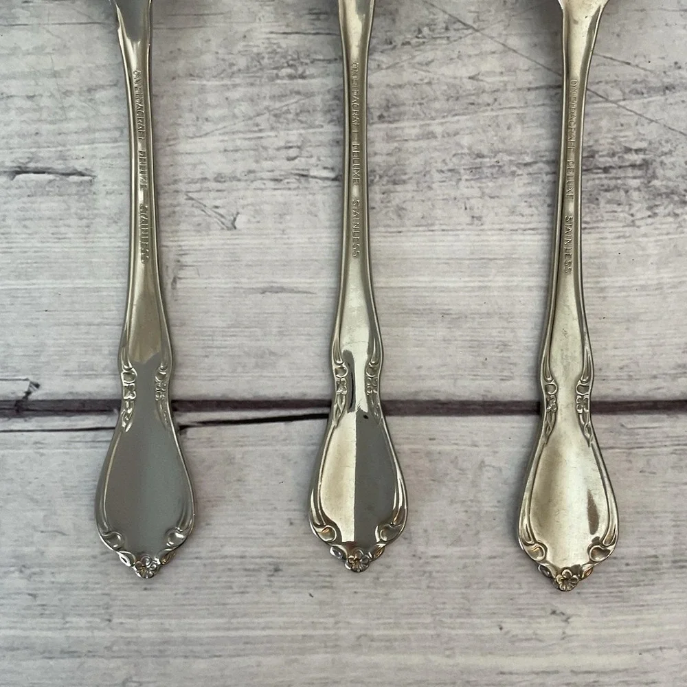 Oneidacraft Deluxe Stainless Flatware CHATEAU Oval Place Spoons Set Of 6